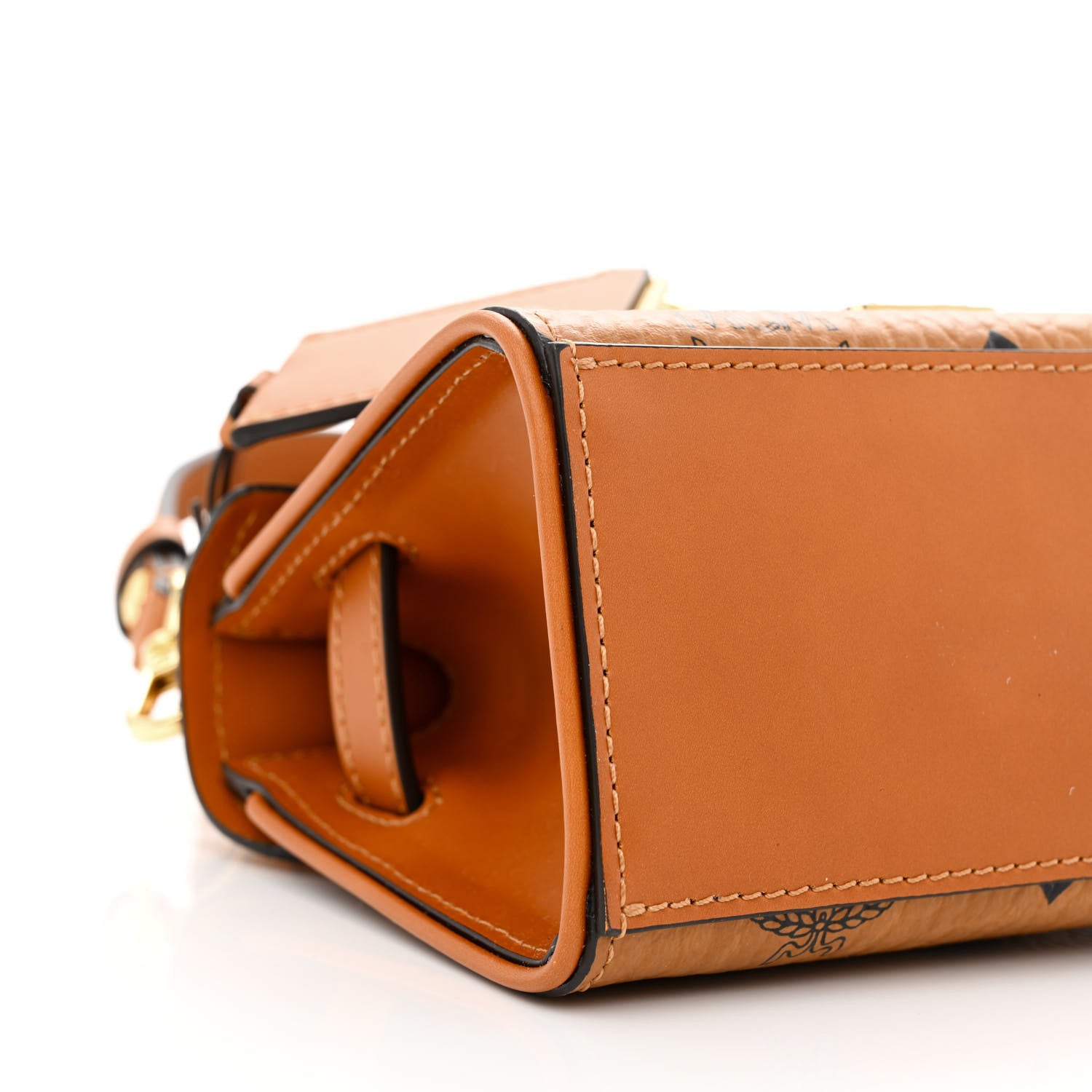 MCM Visetos X-Mini Heritage Top Handle Satchel Cognac 10 of 11