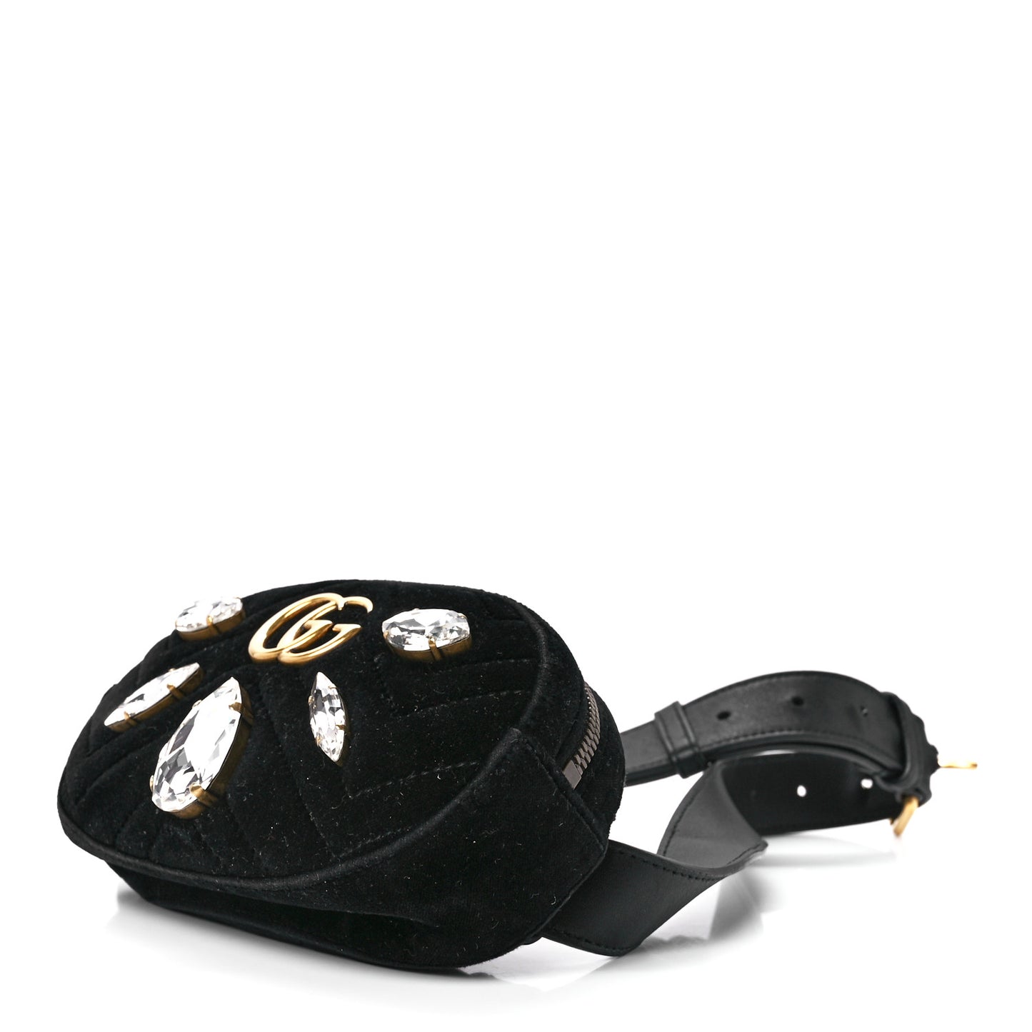 Velvet Matelasse Marquise Crystals GG Marmont Belt Bag 85 34 Black
