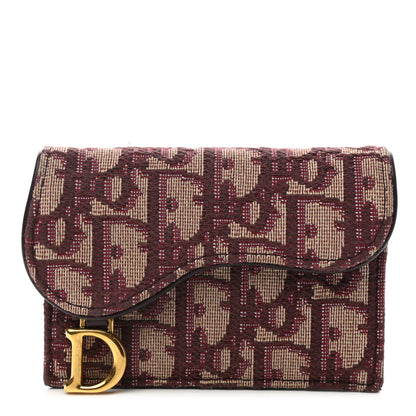 Christian Dior Oblique Saddle Card Holder Bordeaux 1 of 7
