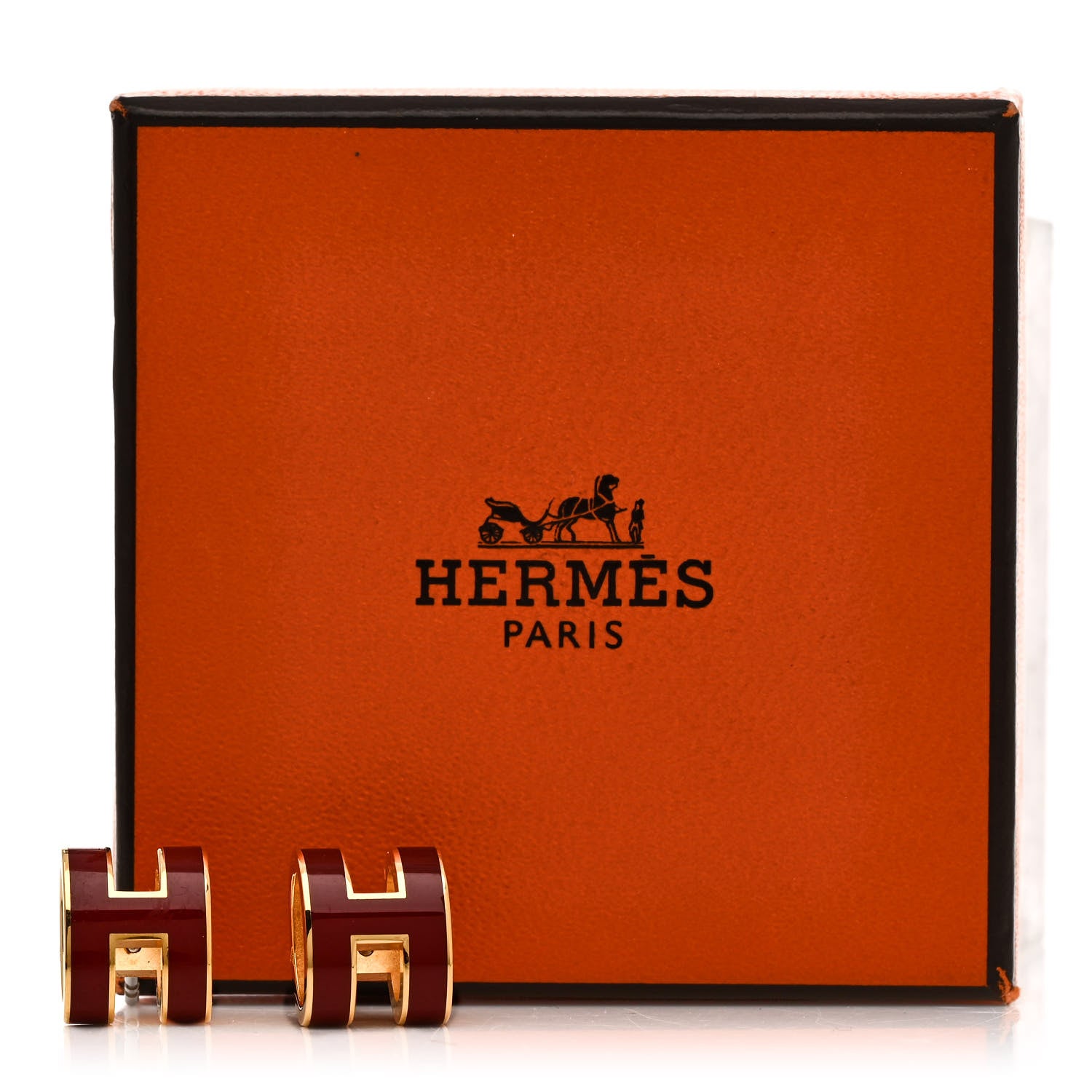 Hermes Gold Lacquered Mini Pop H Earrings New Rough H 5 of 5