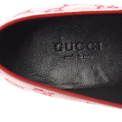 Gucci Canvas GG Monogram Horsebit Womens Jordaan Loafers 34 Gardenia Hibiscus Red 7 of 9