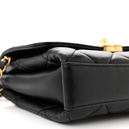 Chanel Lambskin Quilted Mini CC Crystal Logo Chain Flap Black 9 of 11