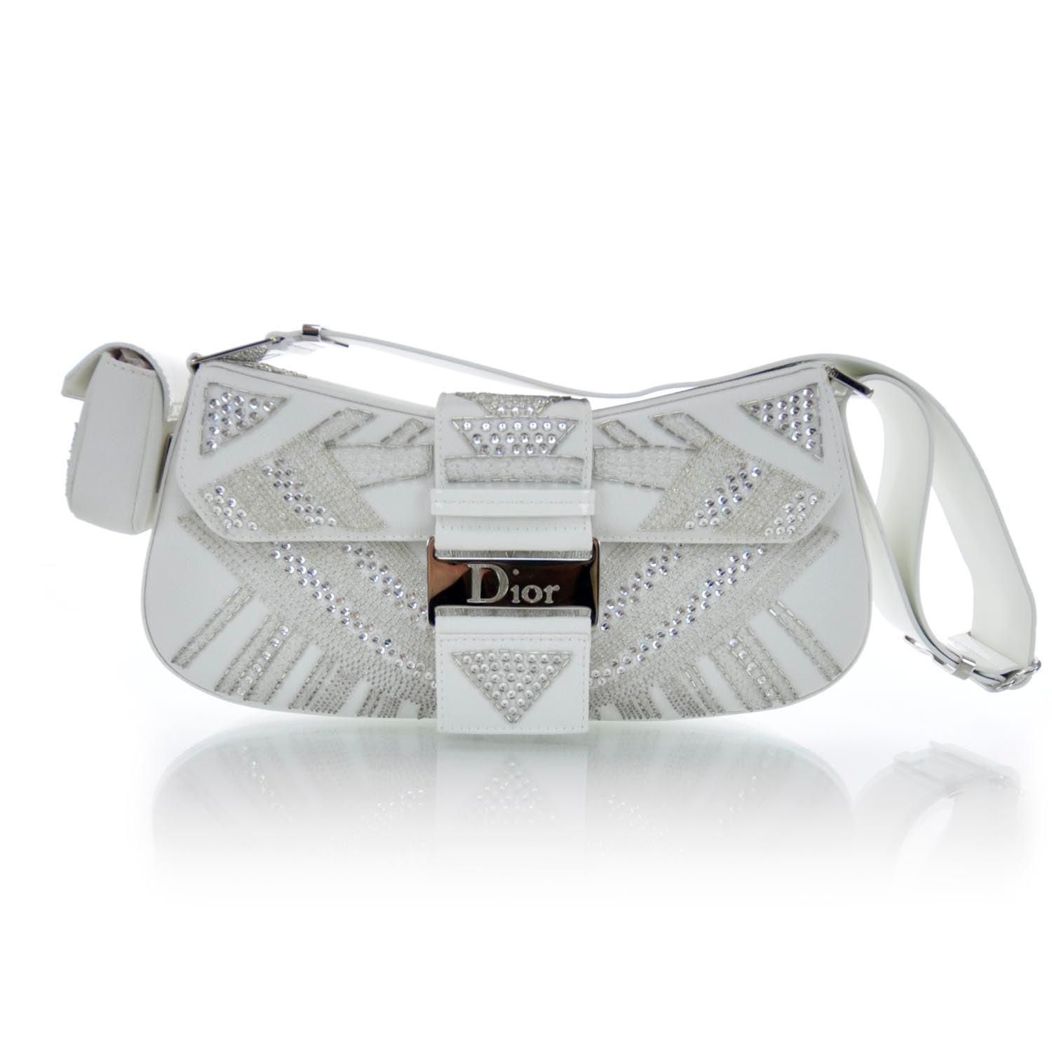 Christian Dior Beaded Sequin Street Chic Columbus Avenue Bag White 1 of 11