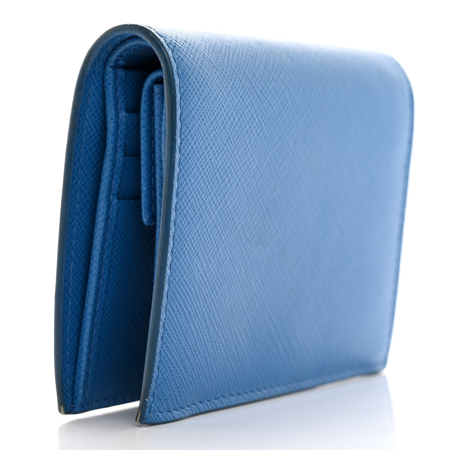 Prada Saffiano Shine Monochrome Bi-Fold Wallet Bleuette 3 of 12