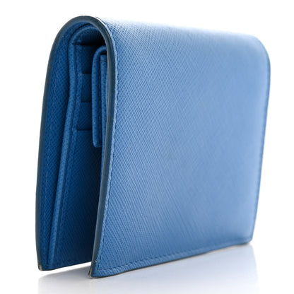 Prada Saffiano Shine Monochrome Bi-Fold Wallet Bleuette 3 of 12