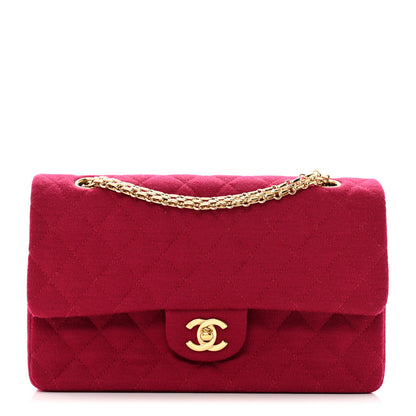 Chanel Jersey Quilted Medium Double Flap Bijoux Chain Dark Pink 1 of 10
