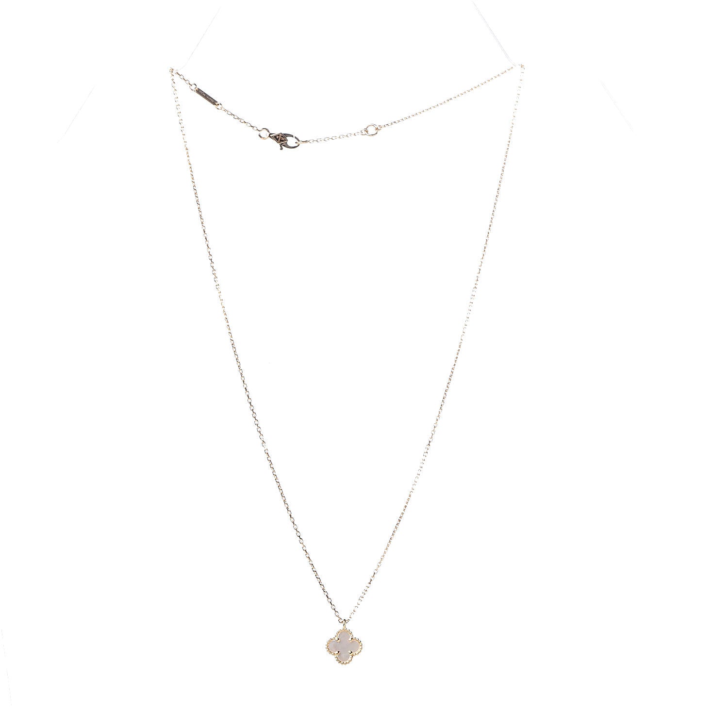 Van Cleef & Arpels 18K Yellow Gold Mother of Pearl Sweet Alhambra Pendant Necklace 3 of 8