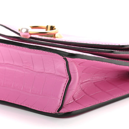 Mulberry Calfskin Crocodile Embossed Small Harlow Satchel Raspberry Pink 8 of 8