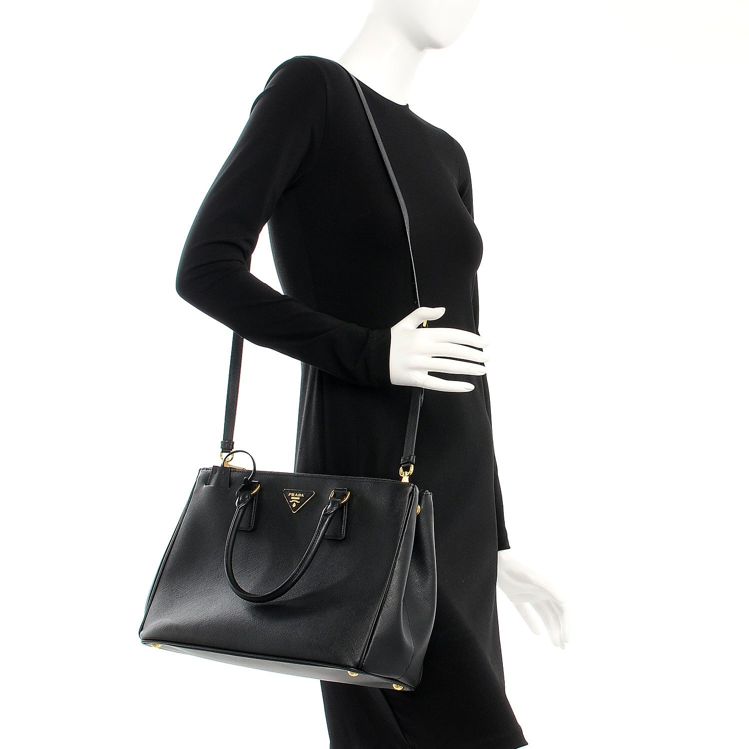 Prada Saffiano Medium Galleria Double Zip Tote Black 2 of 7
