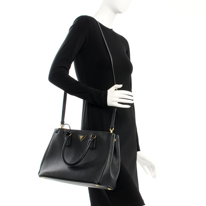 Prada Saffiano Medium Galleria Double Zip Tote Black 2 of 7