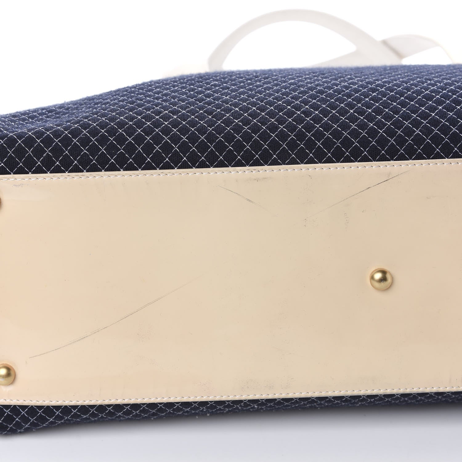 Chanel Patent Jersey Quilted Bowler Navy Blue 20 of 22