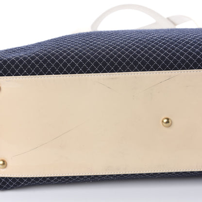 Chanel Patent Jersey Quilted Bowler Navy Blue 20 of 22