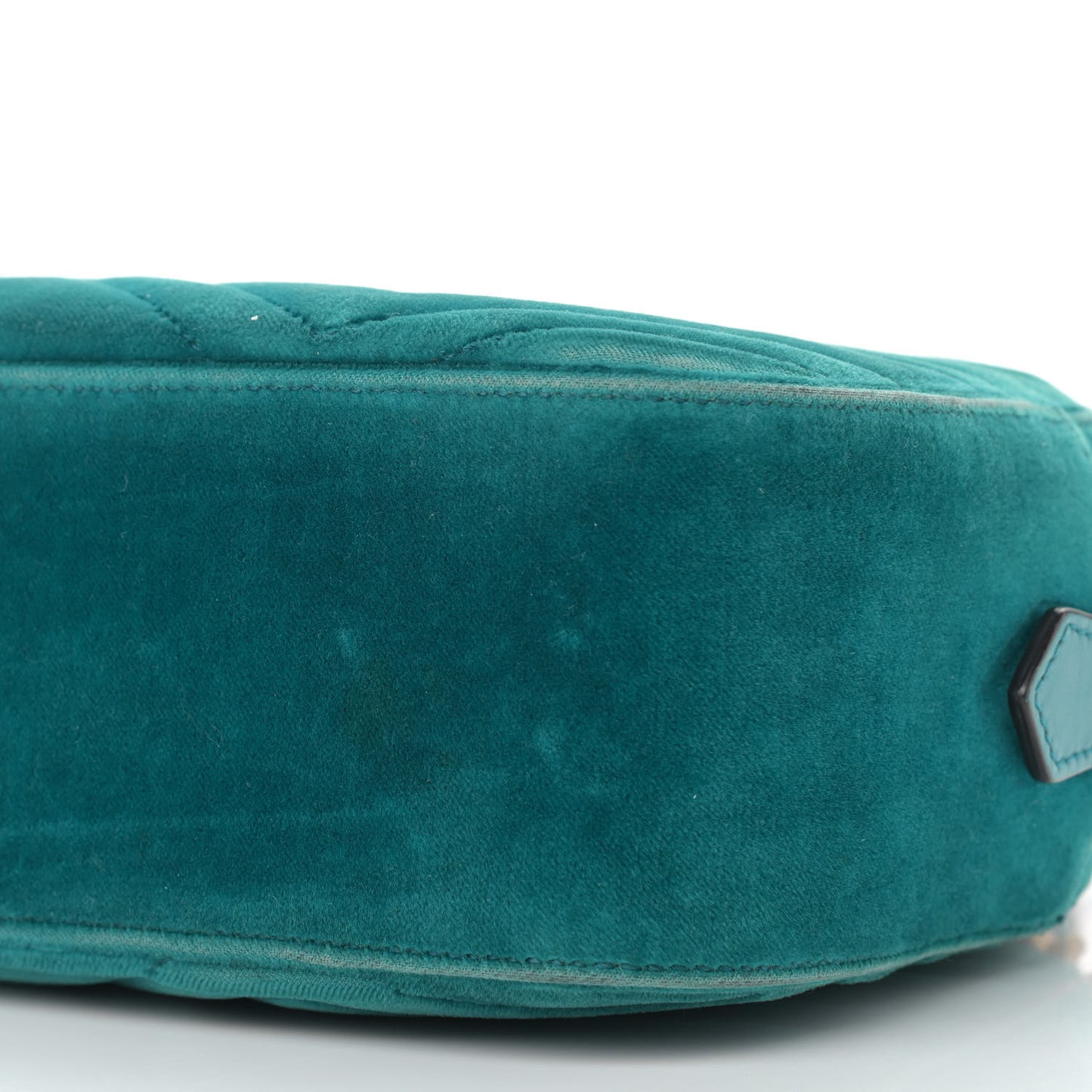 Velvet Matelasse Small GG Marmont Chain Shoulder Bag Pavone Cyan