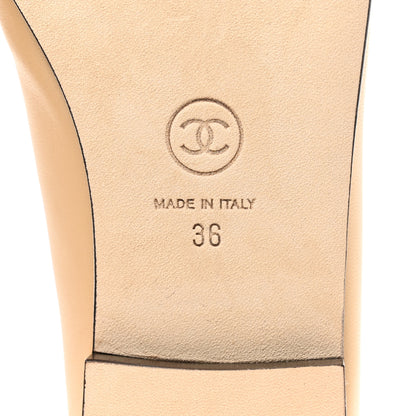 Chanel Lambskin Cap Toe CC Ballerina Flats 36 Beige Black 6 of 9
