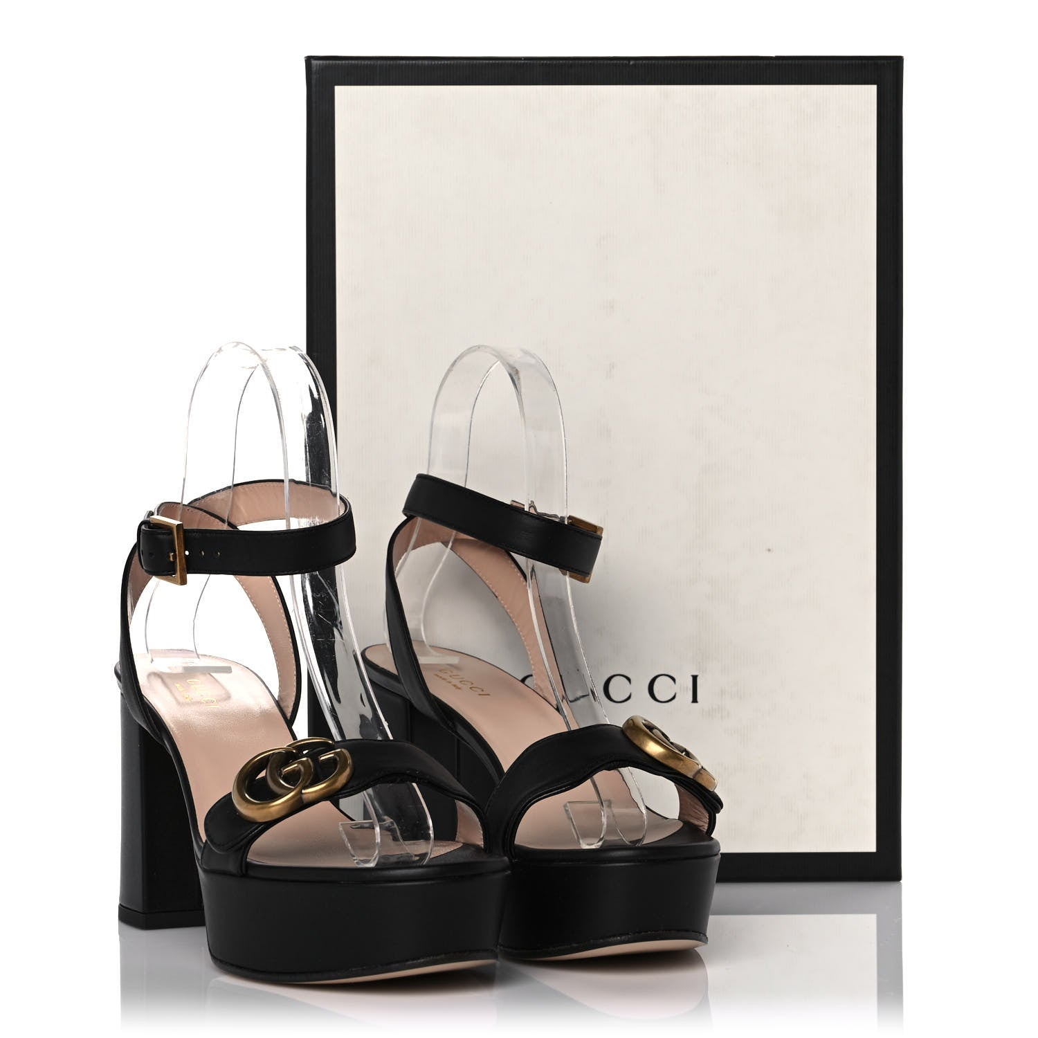Gucci Calfskin GG Marmont Ankle Wrap 30/85mm Platform Sandals 36 Black 8 of 8