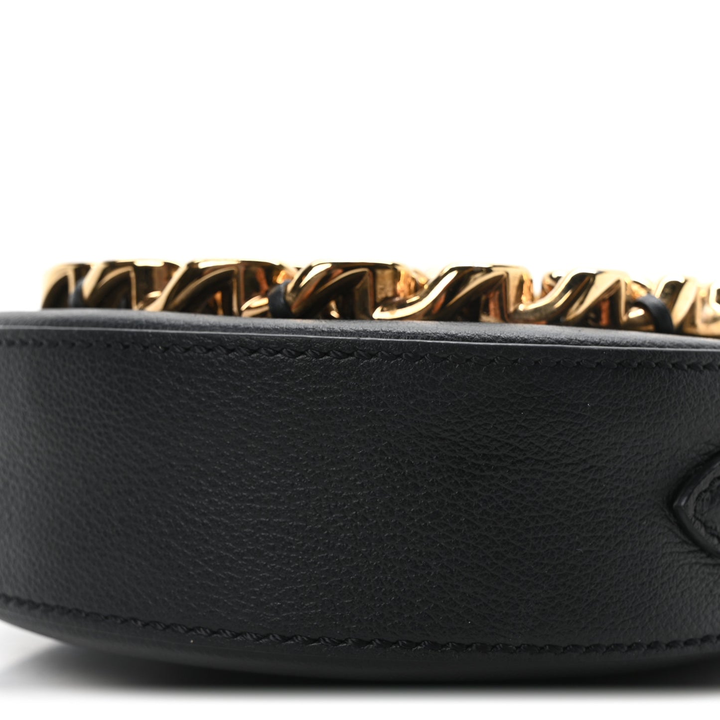 Calfskin Mini La Medusa Chain Round Crossbody Bag Black
