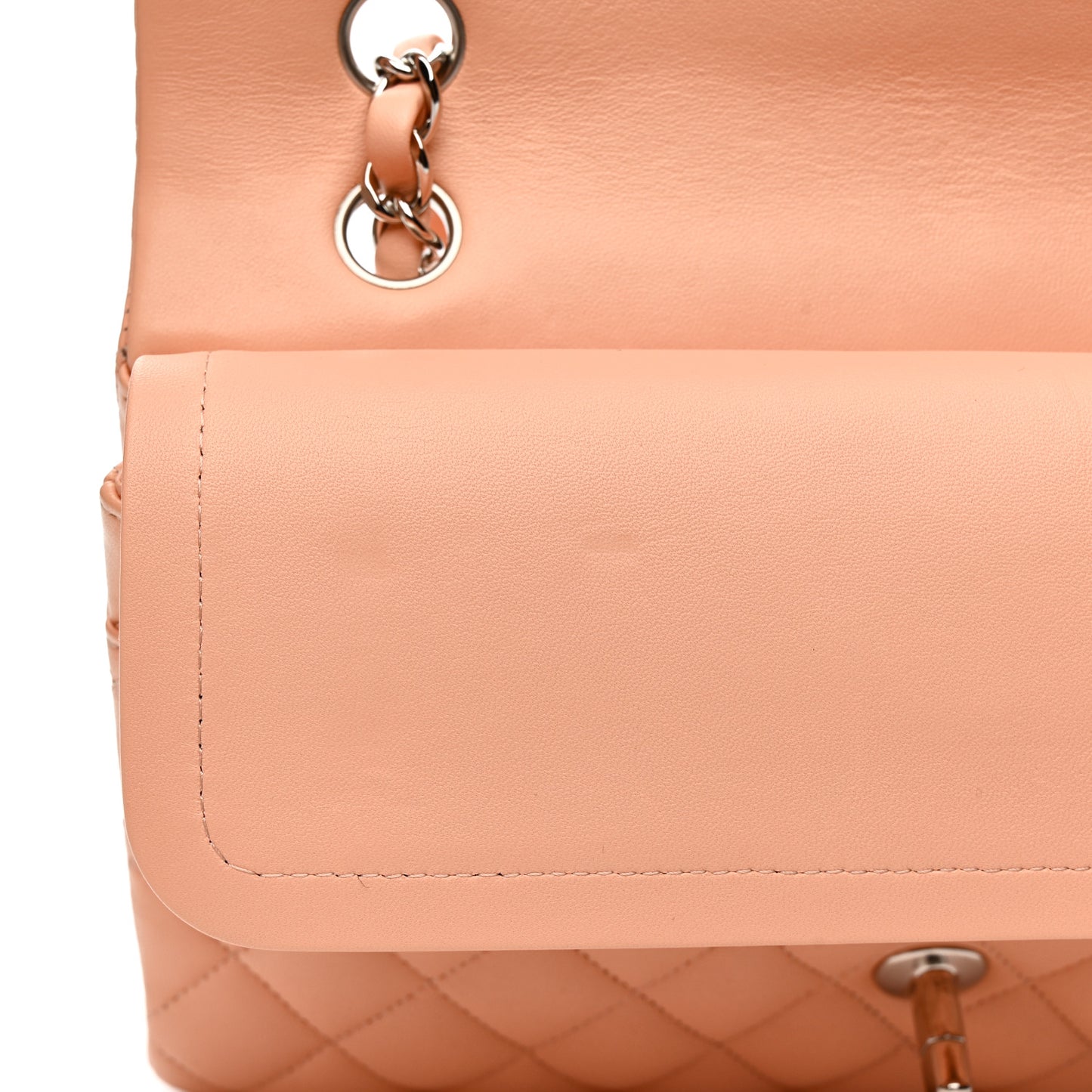 Lambskin Quilted Medium Double Flap Light Pink