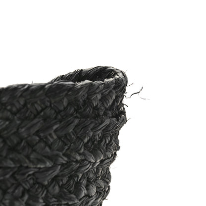 Saint Laurent Raffia Calfskin Celtic Buckle Medium Panier Tote Black 11 of 11