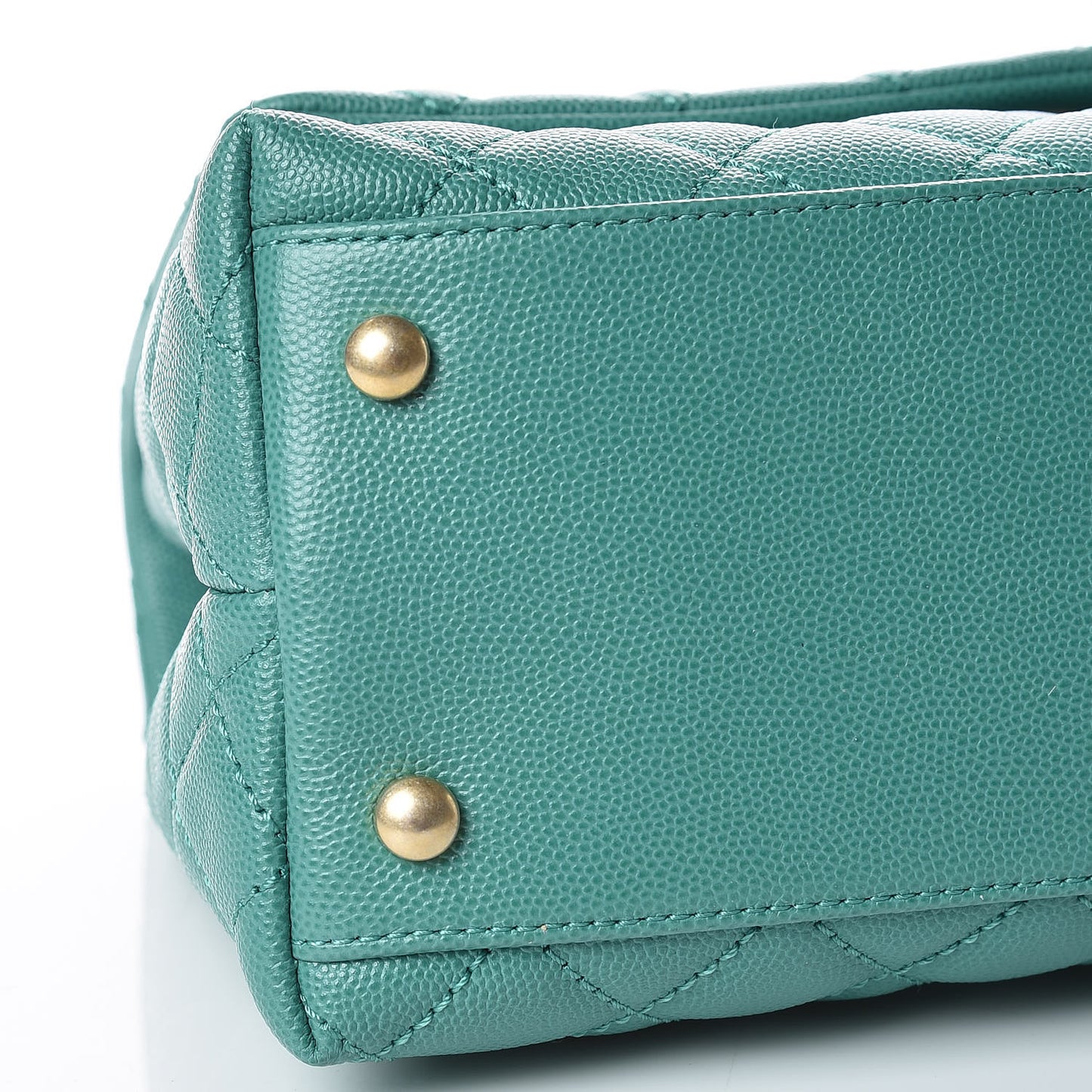Caviar Lizard Quilted Small Coco Handle Flap Green