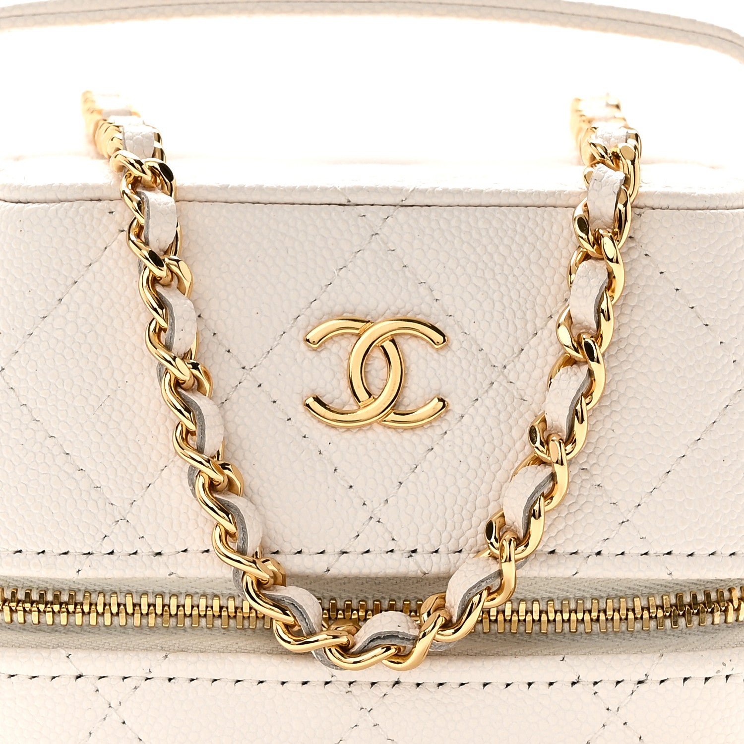 Chanel Caviar Quilted Vanity With Chain White 8 of 10