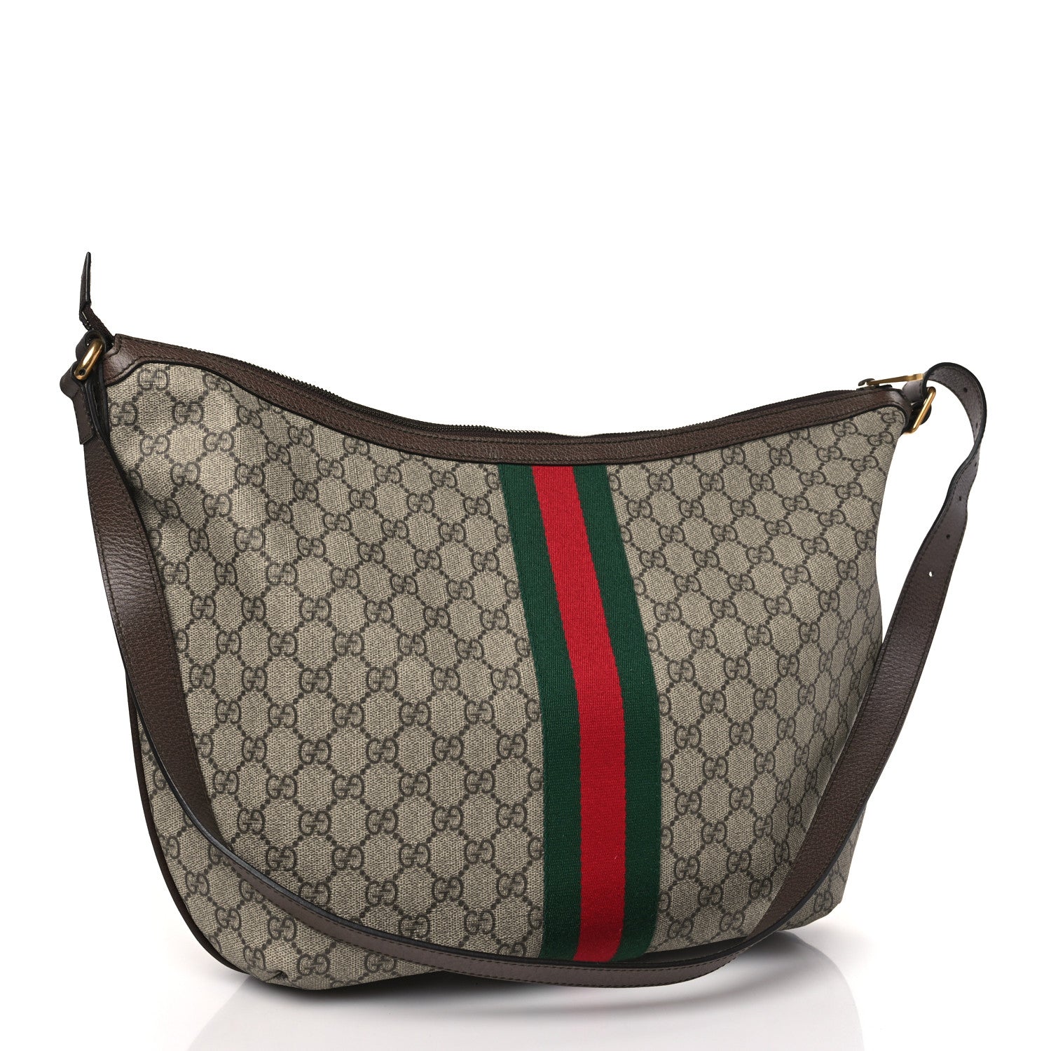 Gucci GG Supreme Monogram Web Ophidia Half Moon Hobo Brown 3 of 9