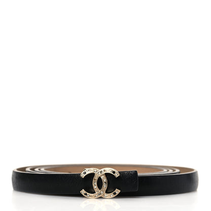 Chanel Calfskin Crystal CC Skinny Belt 85 34 Black 1 of 8