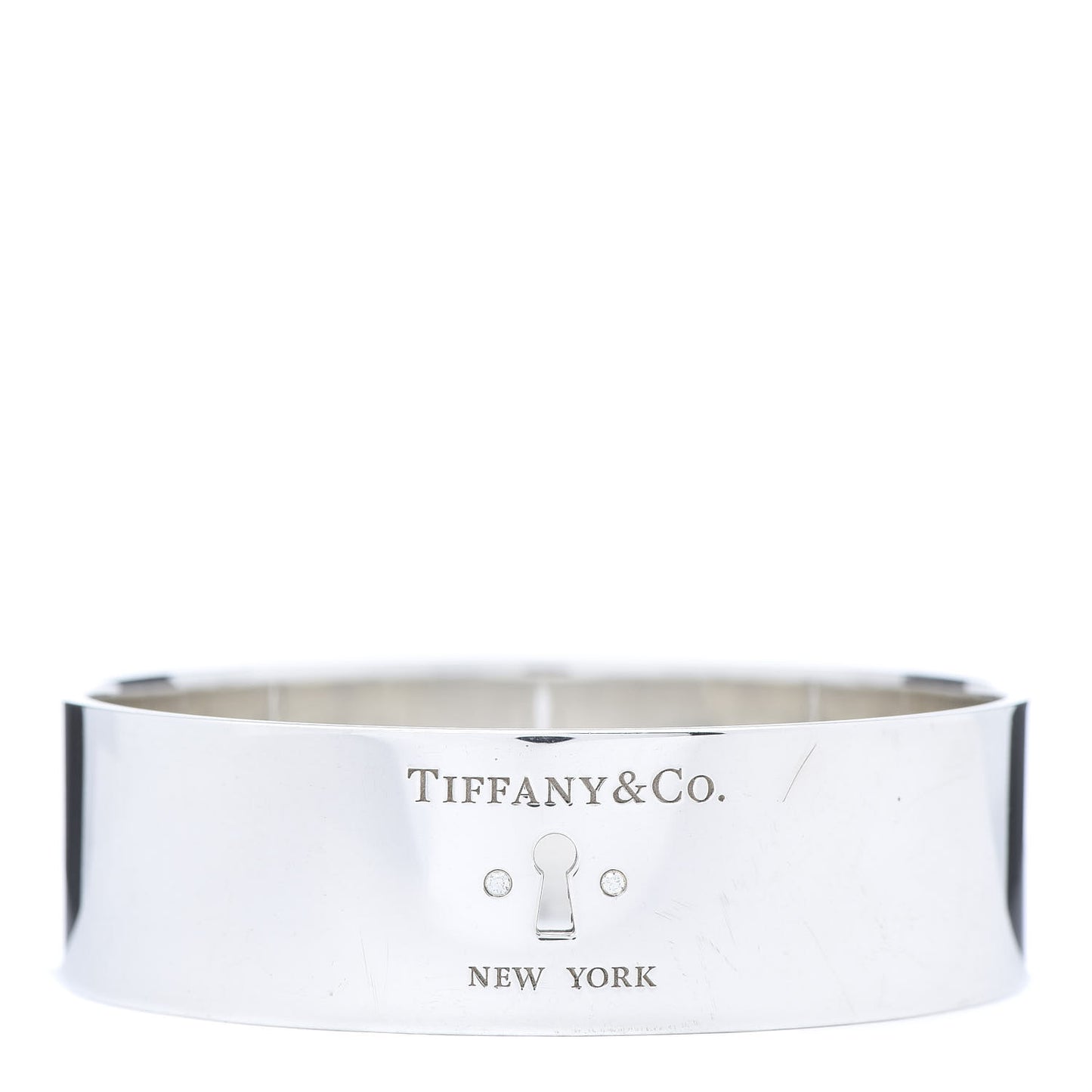 Sterling Silver Diamond Wide Locks Bangle Bracelet