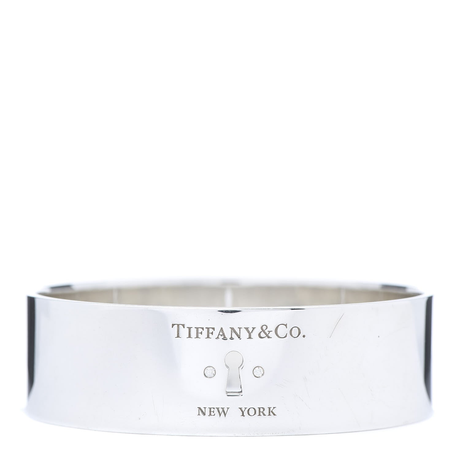 Tiffany Sterling Silver Diamond Wide Locks Bangle Bracelet 1 of 7