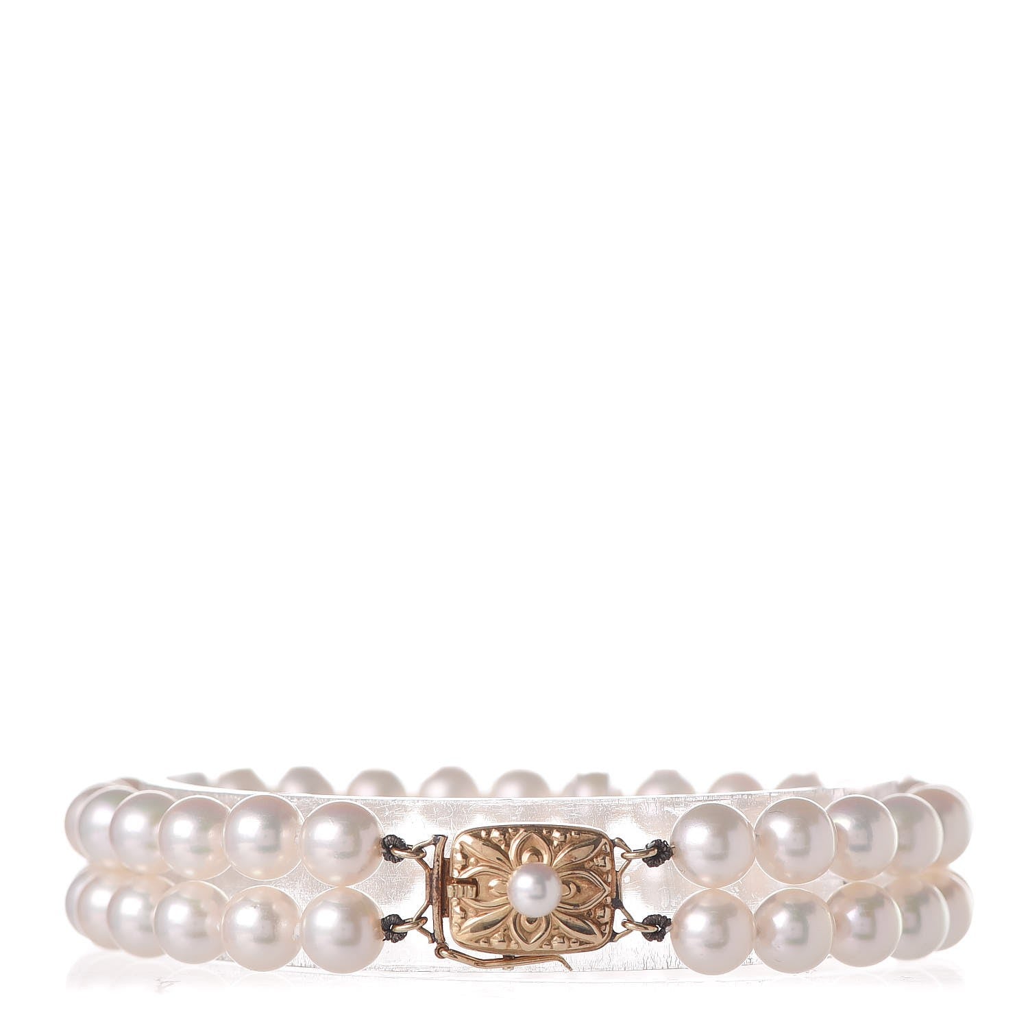 Mikimoto 18K Yellow Gold 6mm Akoya Pearl Double Strand Bracelet 1 of 6