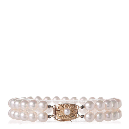 Mikimoto 18K Yellow Gold 6mm Akoya Pearl Double Strand Bracelet 1 of 6