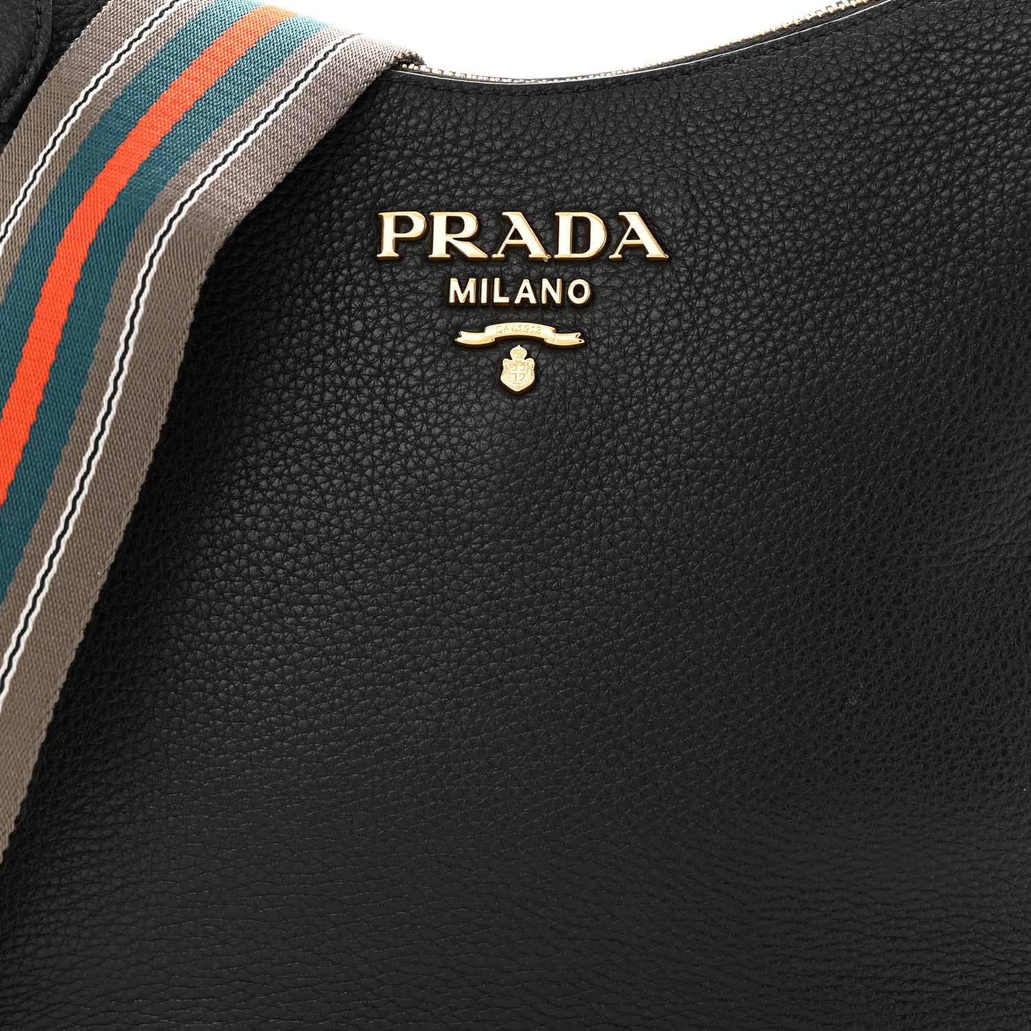 Prada Vitello Phenix Zippered Messenger Hobo Black 7 of 9