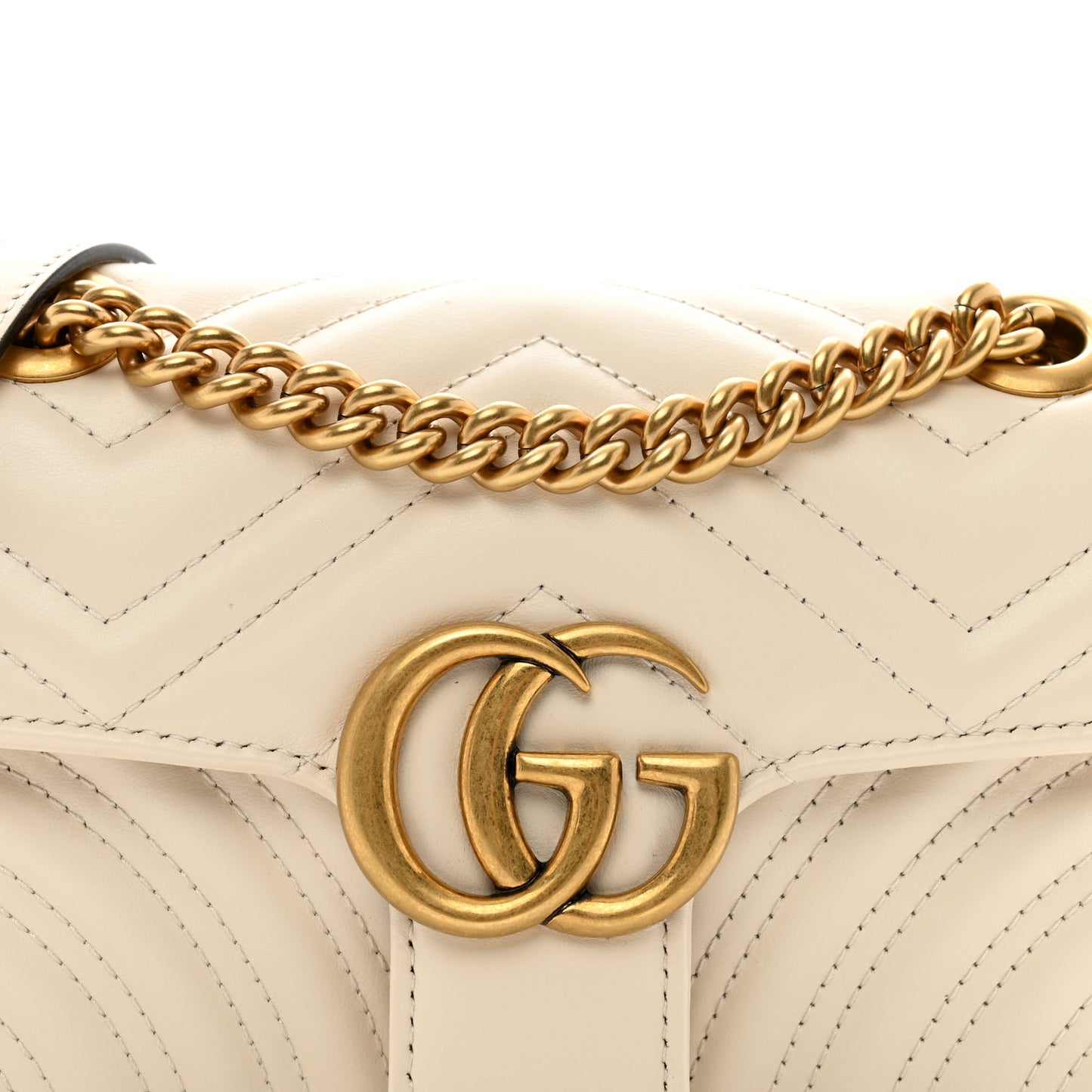 Calfskin Matelasse Mini GG Marmont Shoulder Bag White