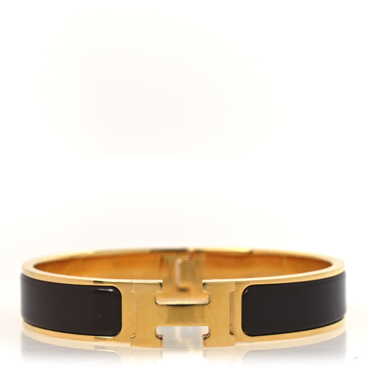 Hermes Enamel Narrow Clic Clac H Bracelet GM Moka 1 of 4