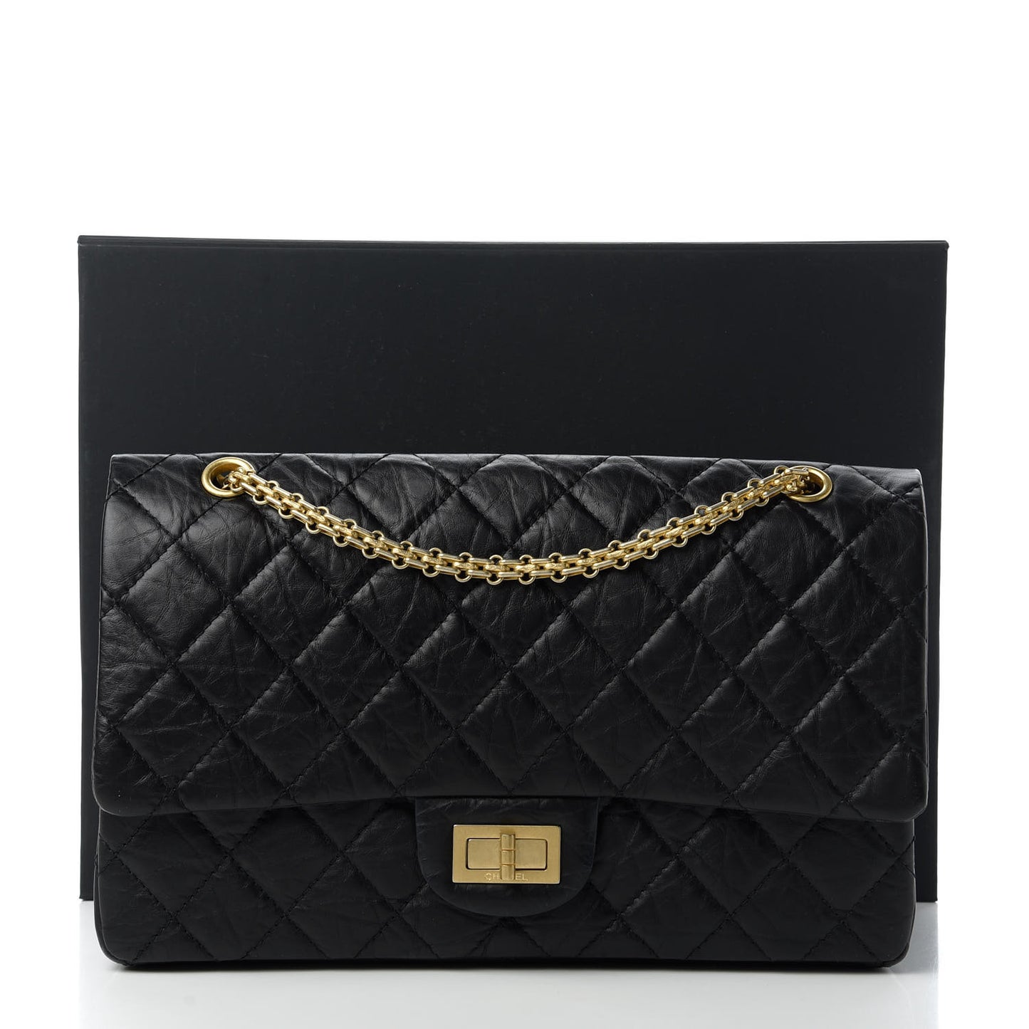 Aged Calfskin Quilted 2.55 Reissue 227 Flap Black