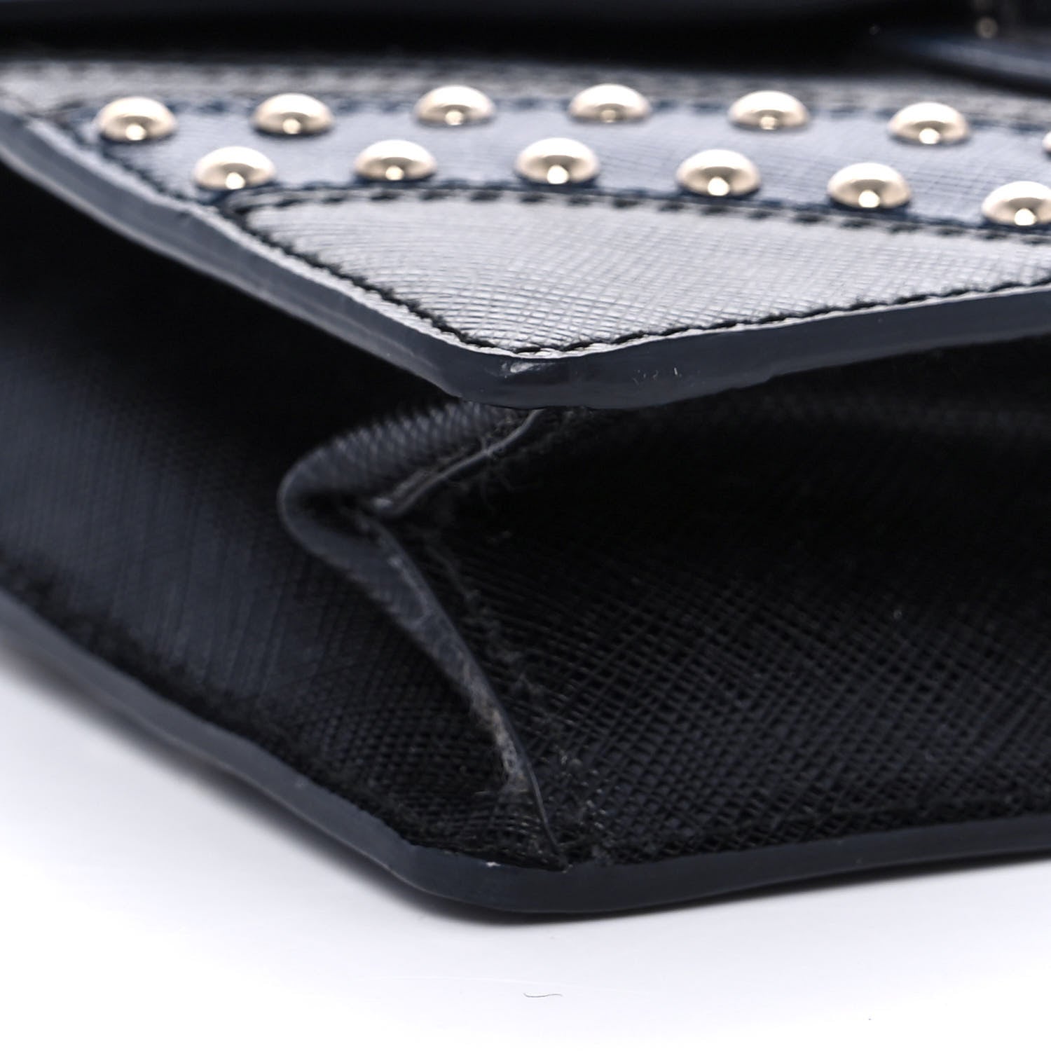 Prada Saffiano Studded Sound Bag Black Baltico 9 of 12