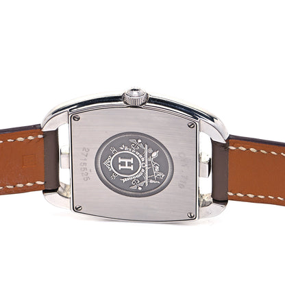 Hermes Stainless Steel Swift 33mm Cape Cod Tonneau Double Tour Quartz Watch Etoupe 4 of 5