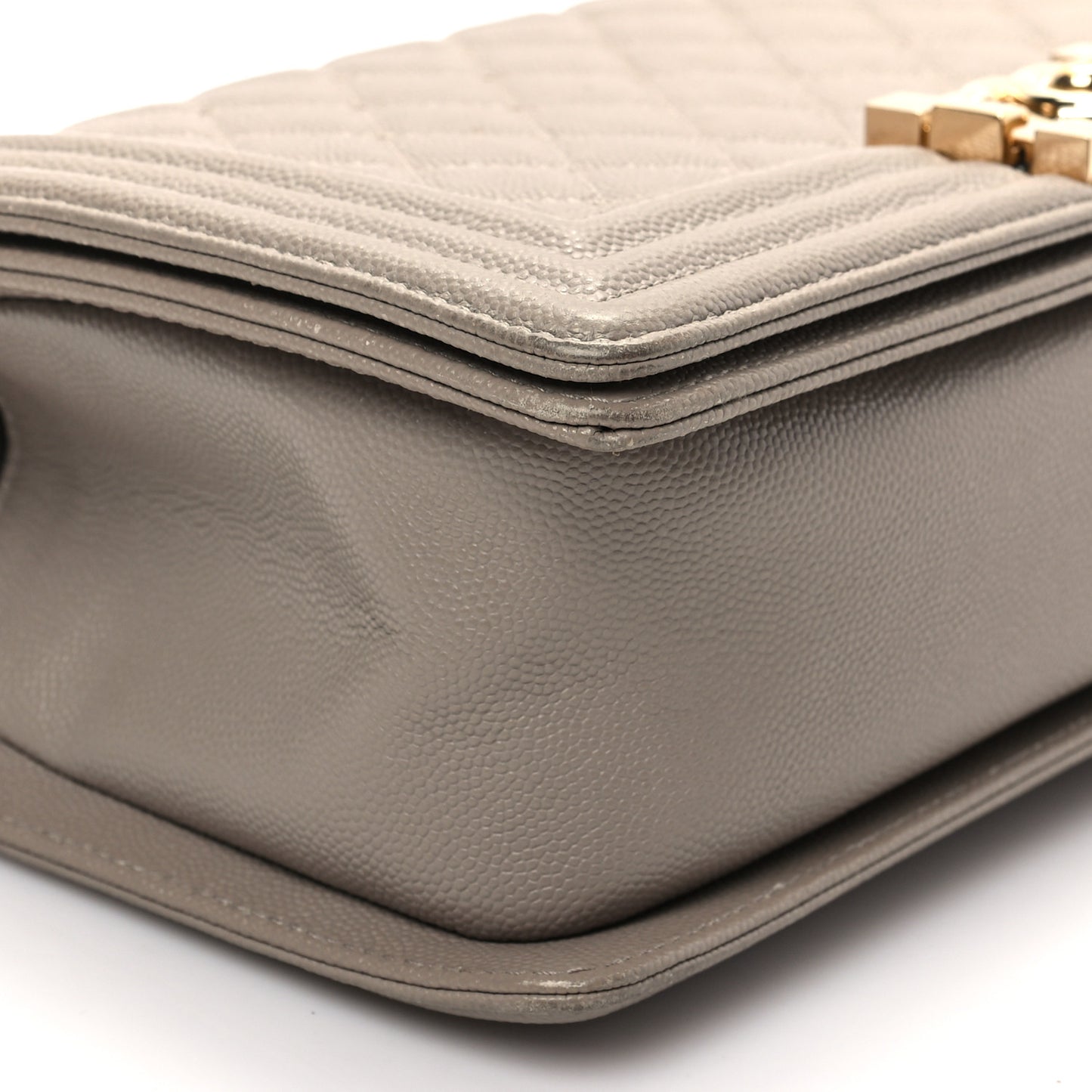 Caviar Quilted Medium Boy Flap Dark Beige