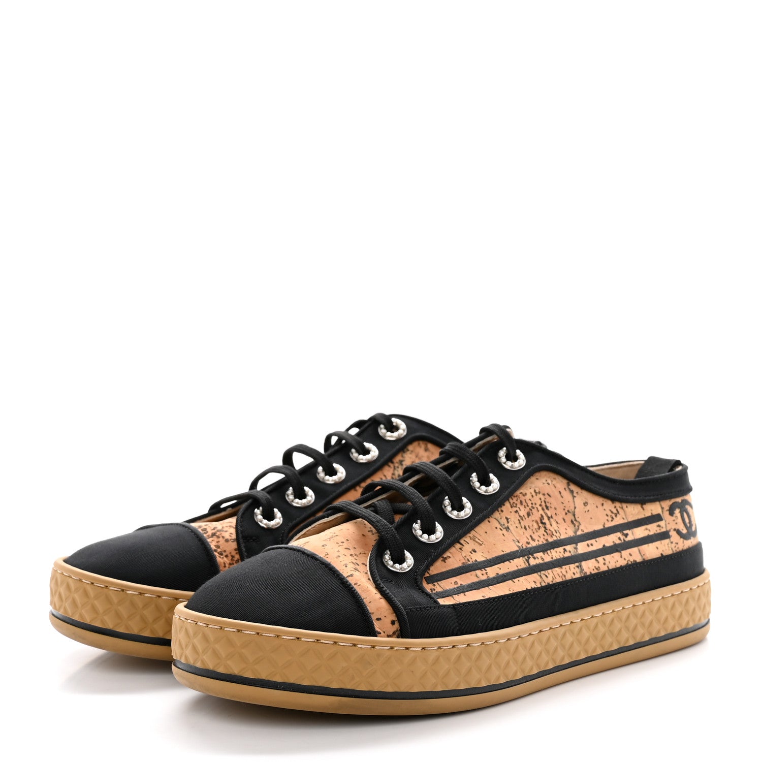 Chanel Cork Jetty Sneaker 38.5 Brown Black 3 of 13