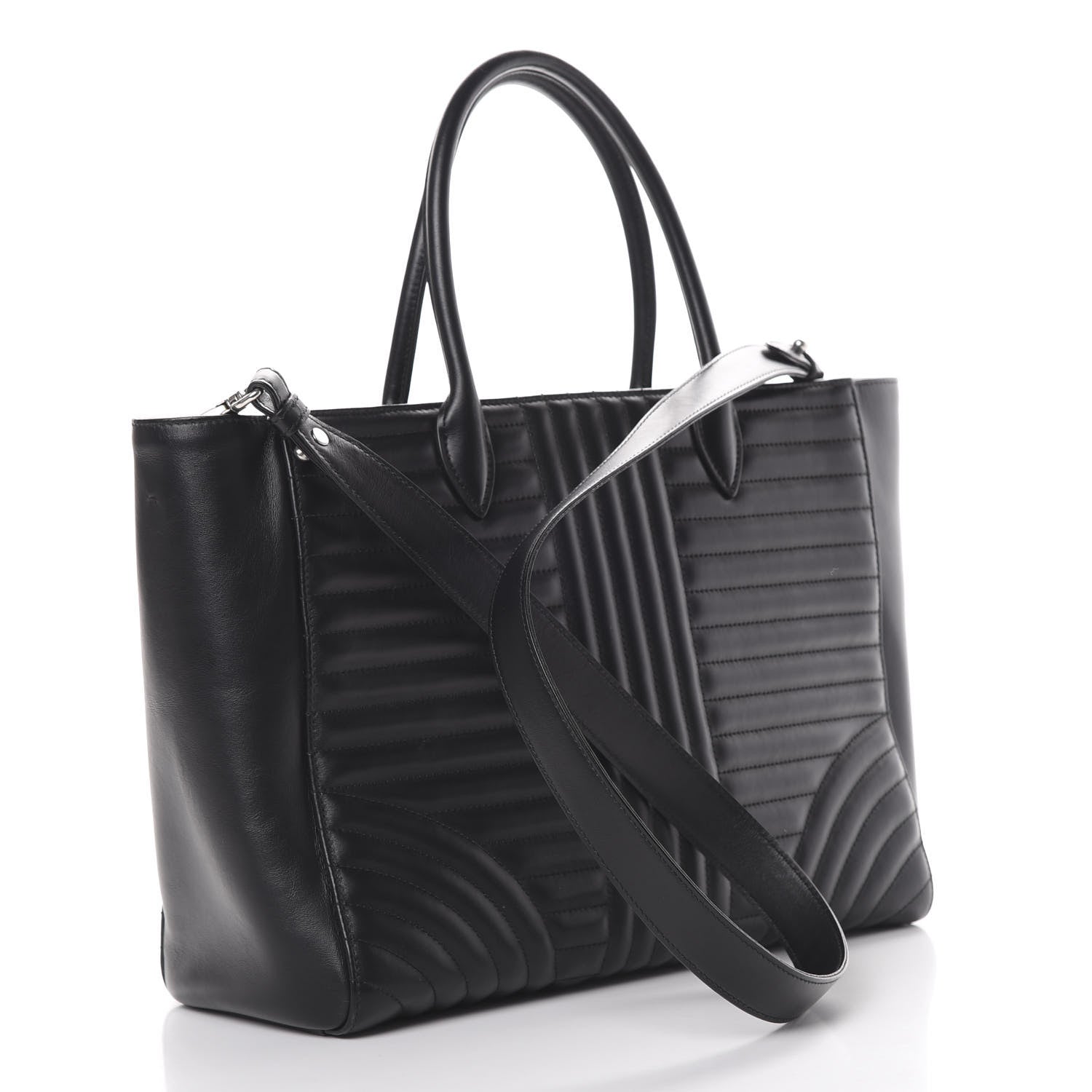 Prada Soft Calfskin Impunture Diagramme Tote Black 2 of 14