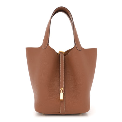 Hermes Taurillon Clemence Picotin Lock 22 MM Gold 1 of 11