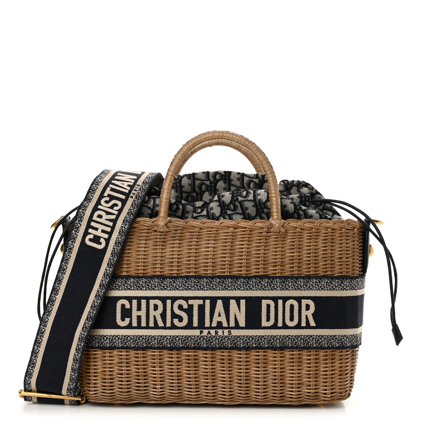 Wicker Oblique Basket Bag Blue