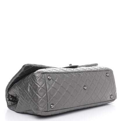 Chanel Metallic Calfskin Quilted XXL Travel Flap Bag Dark Silver 4 of 10