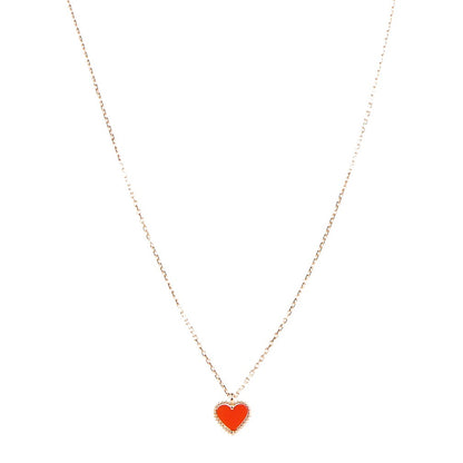 Van Cleef & Arpels 18K Rose Gold Carnelian Sweet Alhambra Heart Pendant Necklace 1 of 6