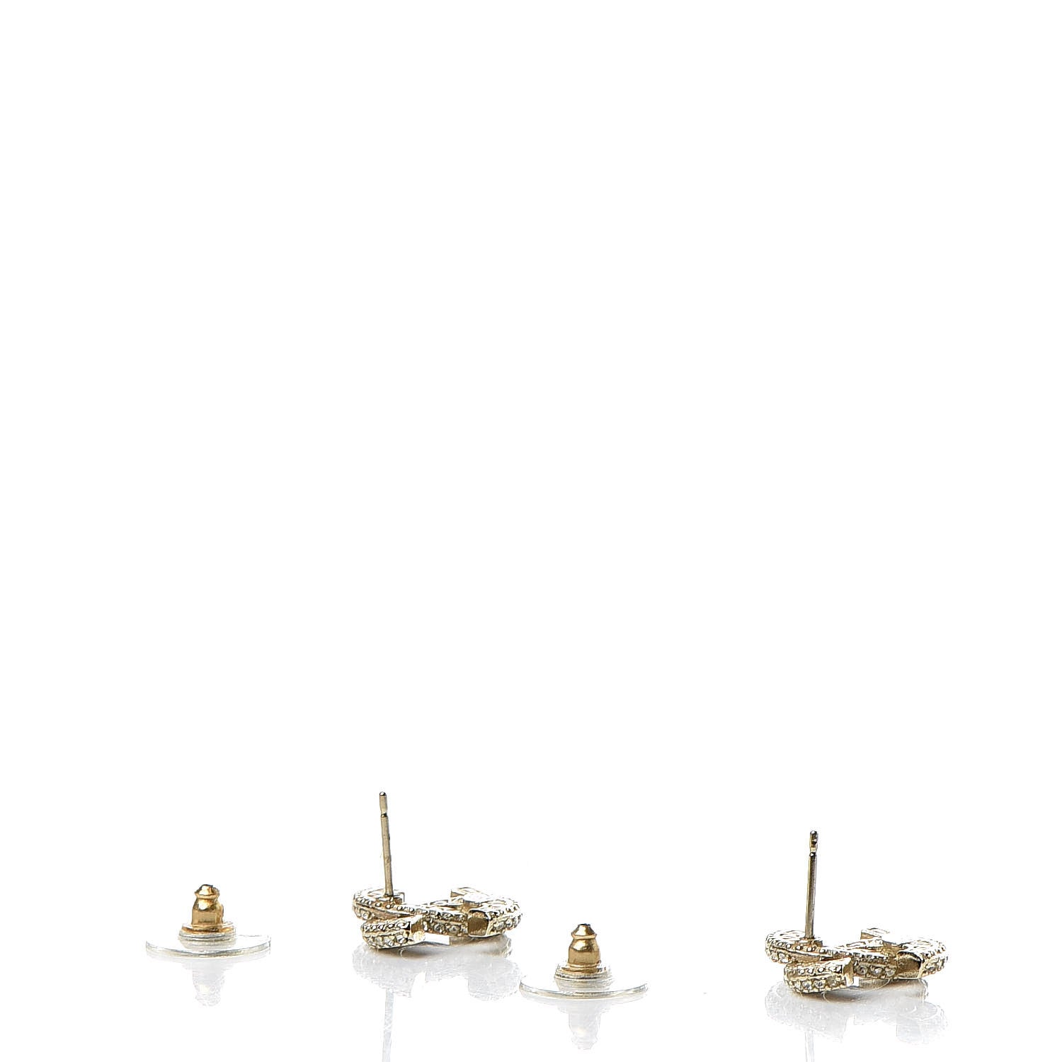 Chanel Crystal Timeless CC Earrings Light Gold 3 of 4