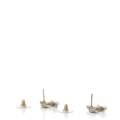 Chanel Crystal Timeless CC Earrings Light Gold 3 of 4