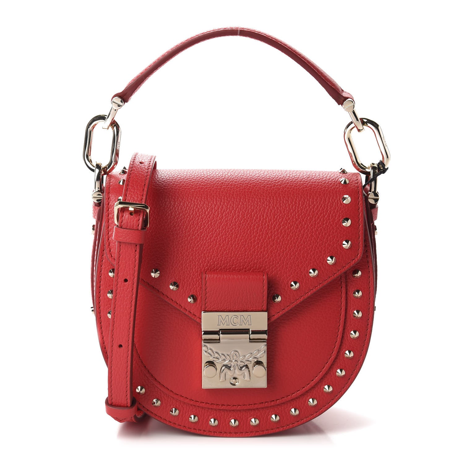 MCM Calfskin Mini Patricia Studded Crossbody Bag Red 1 of 10