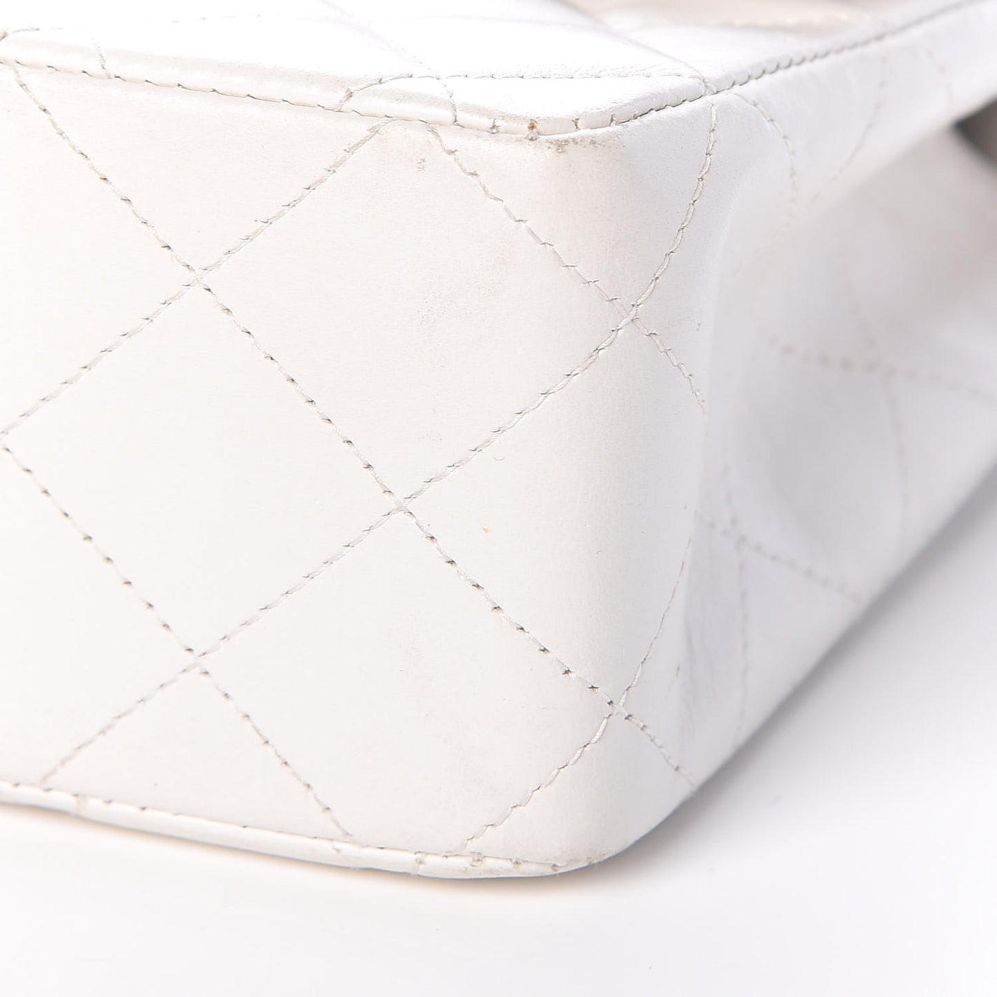 Lambskin Quilted Medium Double Flap White