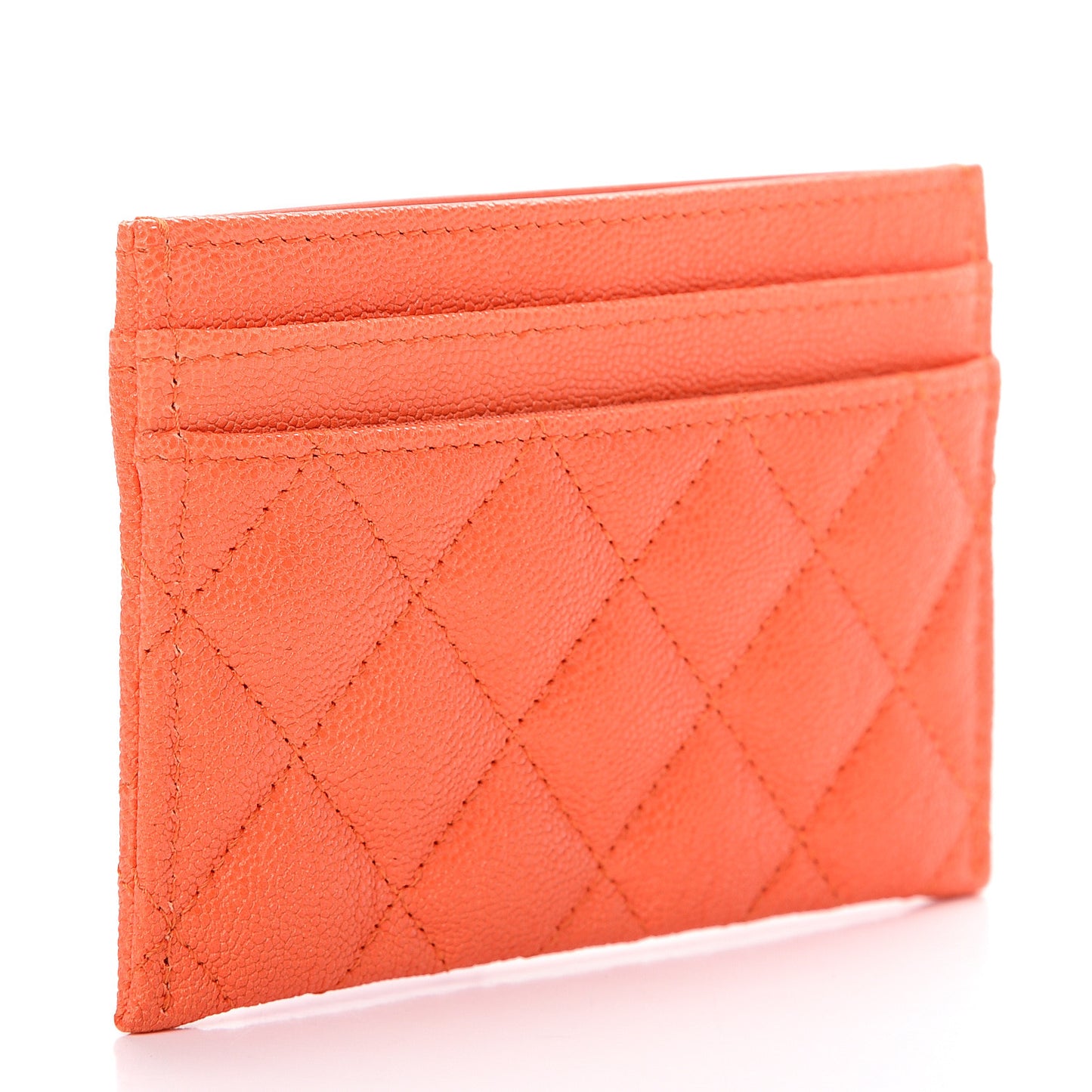Caviar Quilted Boy Card Holder Orange