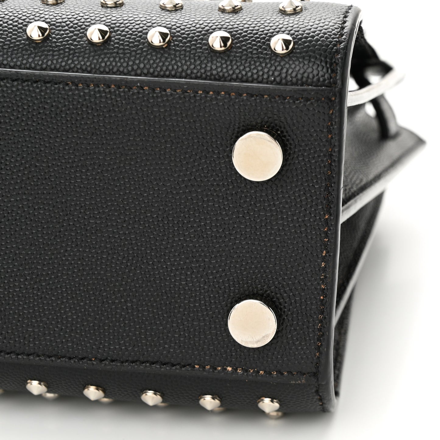 SAINT LAURENT Calfskin Studded Nano Sac De Jour Black