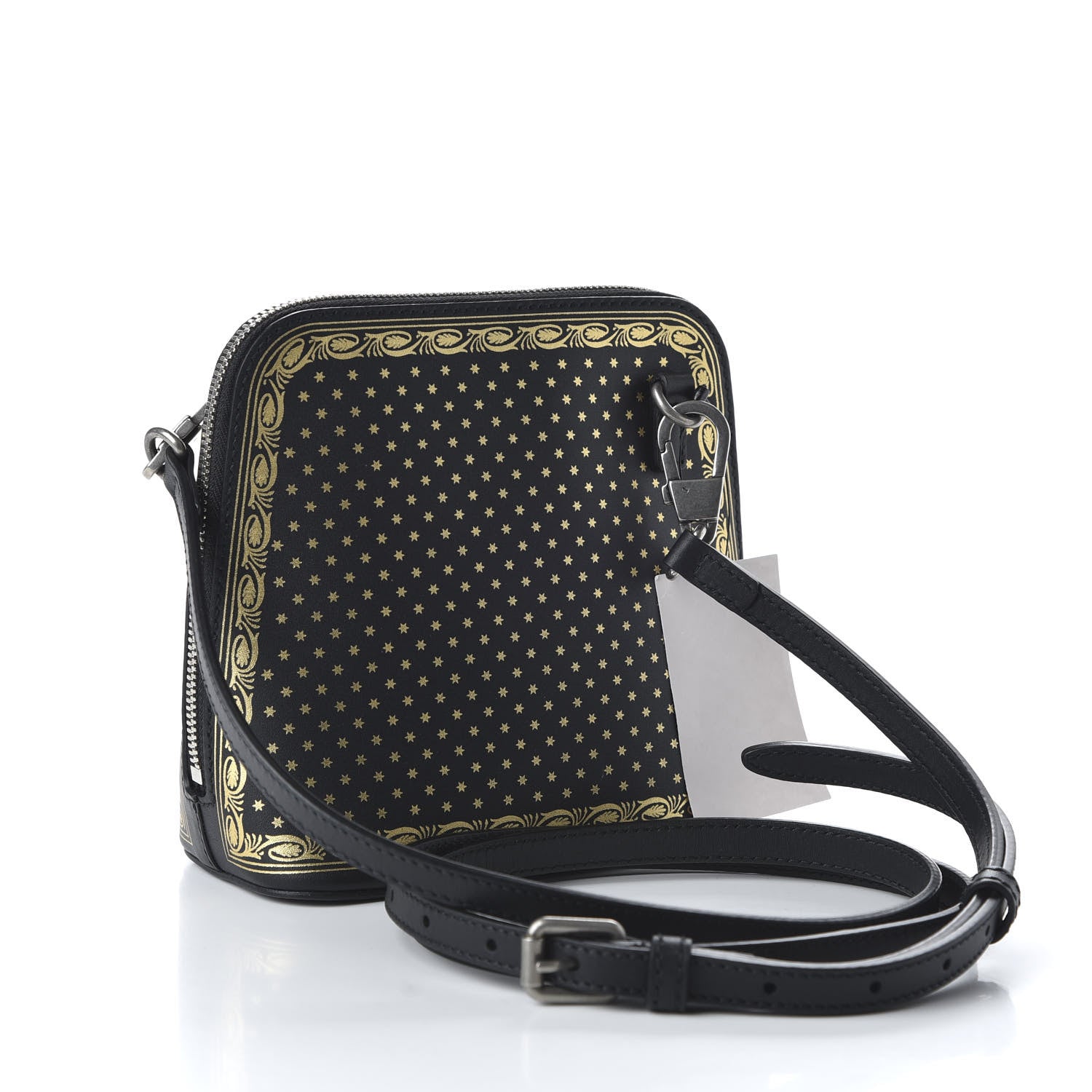 Gucci X SEGA Calfskin GUCCY Stars Mini Dome Shoulder Bag Black Gold 3 of 10